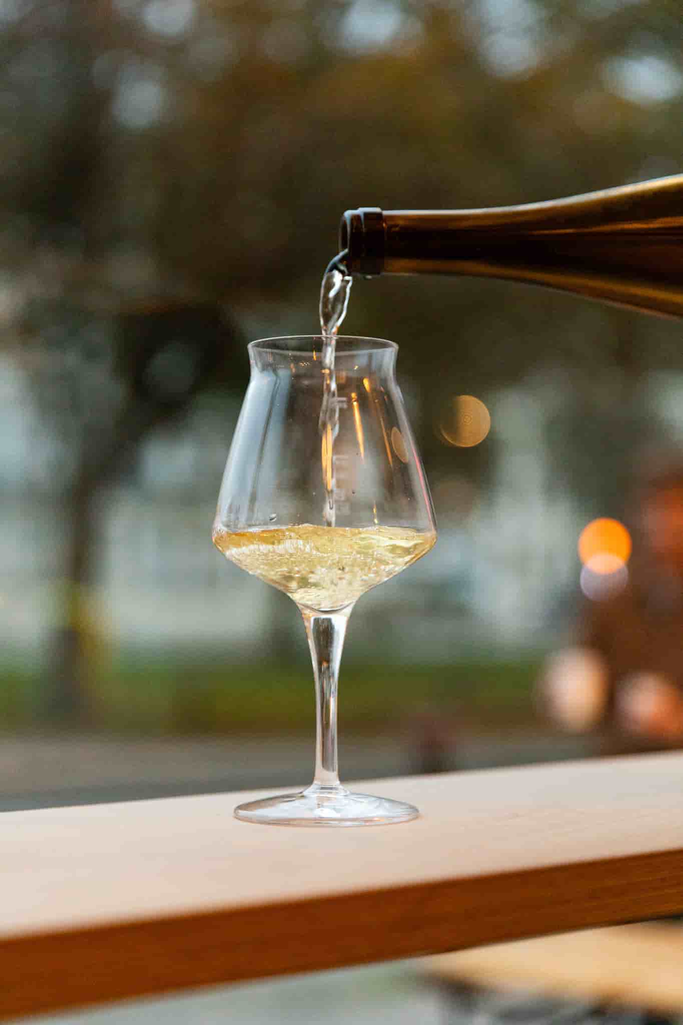 White wine being poured into classy glass by Ellen Richardson